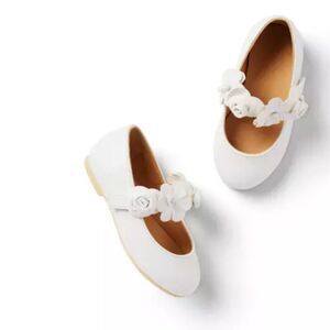 Janie and Jack 100049133 Flower Ballet Flat White NWT Girls